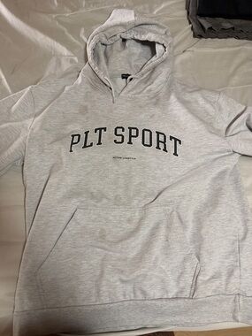 PrettyLittleThing Light Gray PLT Sport Hoodie